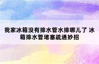 我家冰箱没有排水管水排哪儿了 冰箱排水管堵塞疏通妙招